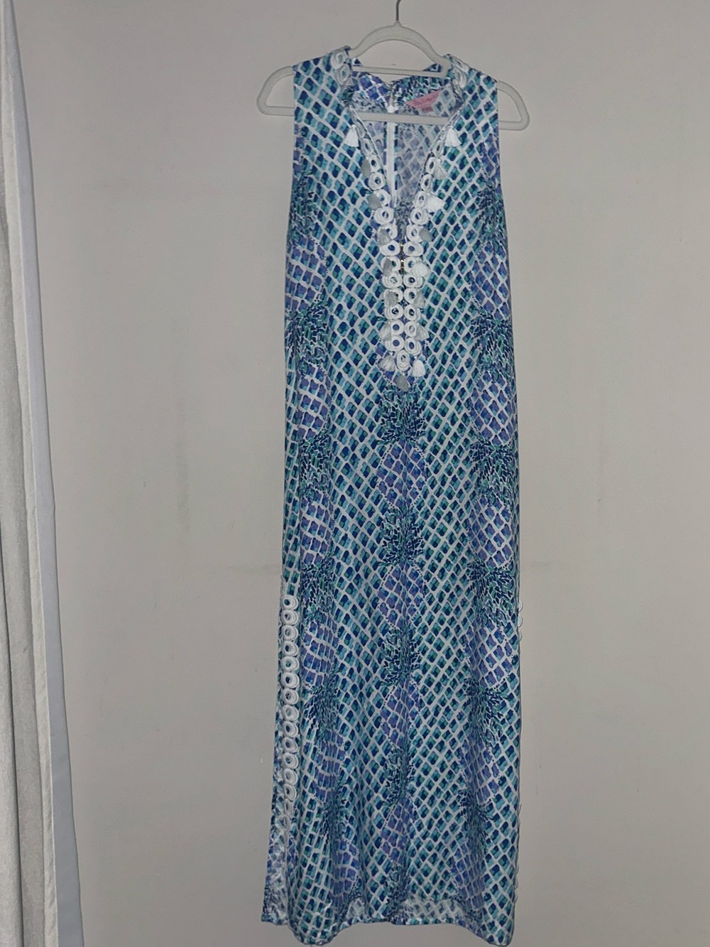 EUC! Lilly Pulitzer "Jane Resort" Costal Blue Geometric Pineapple Maxi Dress - Picture 5 of 6